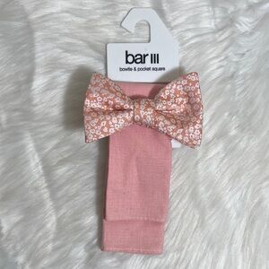 NWT Bar III Floral Bow Tie and Pocket Square Set